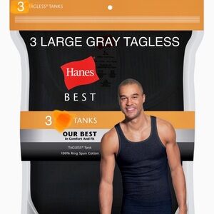 3 Gray Hanes tank top for men size large